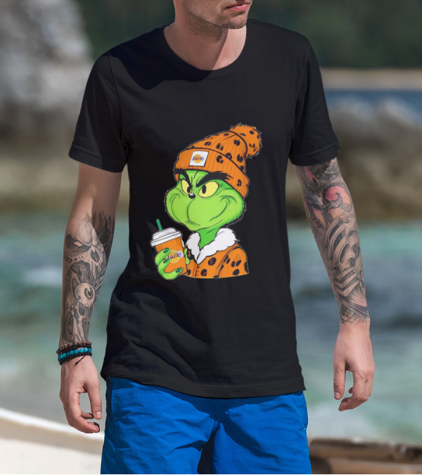 Grinch Drinking Los Angeles Lakers Cup Wearing Beanie T-Shirt