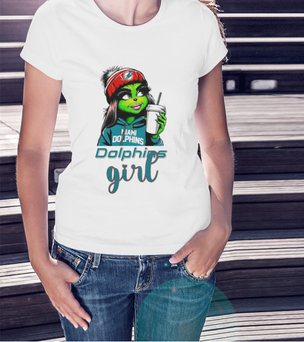 Miami Dolphins Grinch Drink Girl T-Shirt