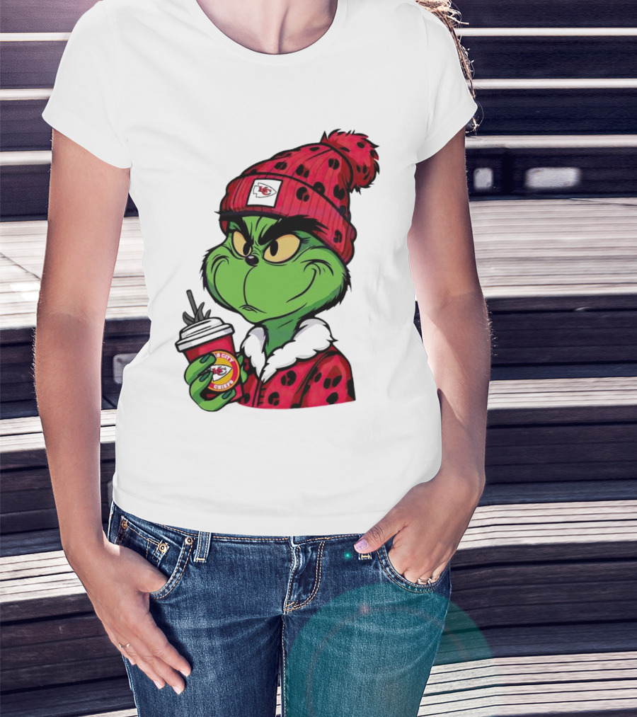Grinch Kansas City Chiefs Leopard Print Coffee Cup T-Shirt