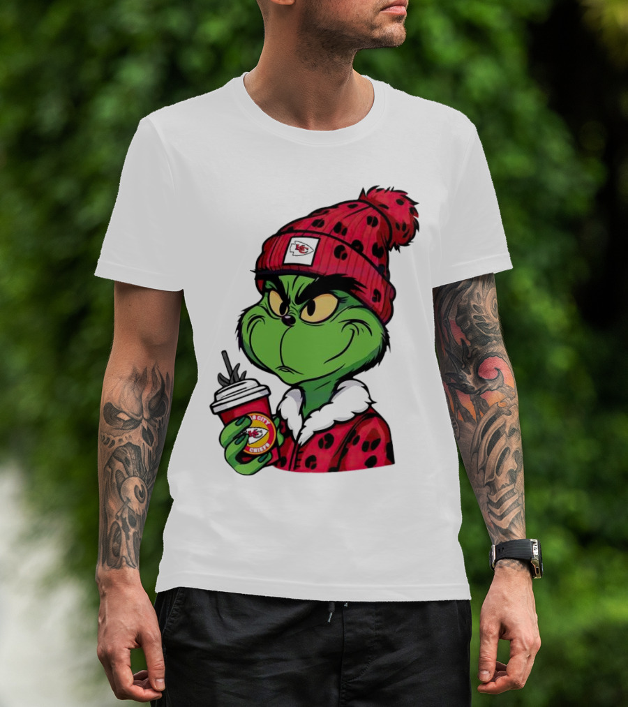 Grinch Kansas City Chiefs Leopard Print Coffee Cup T-Shirt