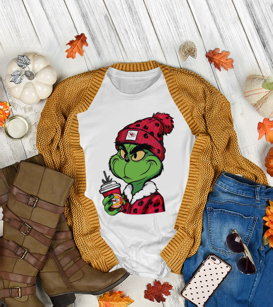 Grinch Kansas City Chiefs Leopard Print Coffee Cup T-Shirt