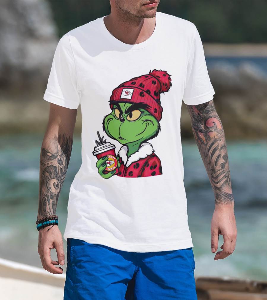 Grinch Kansas City Chiefs Leopard Print Coffee Cup T-Shirt