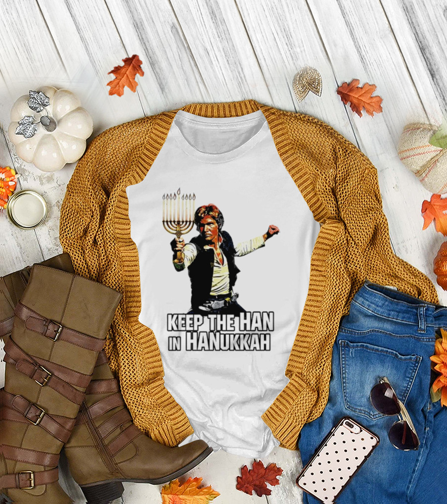 Keep the Han in Hanukkah Menorah Lightsaber T-Shirt