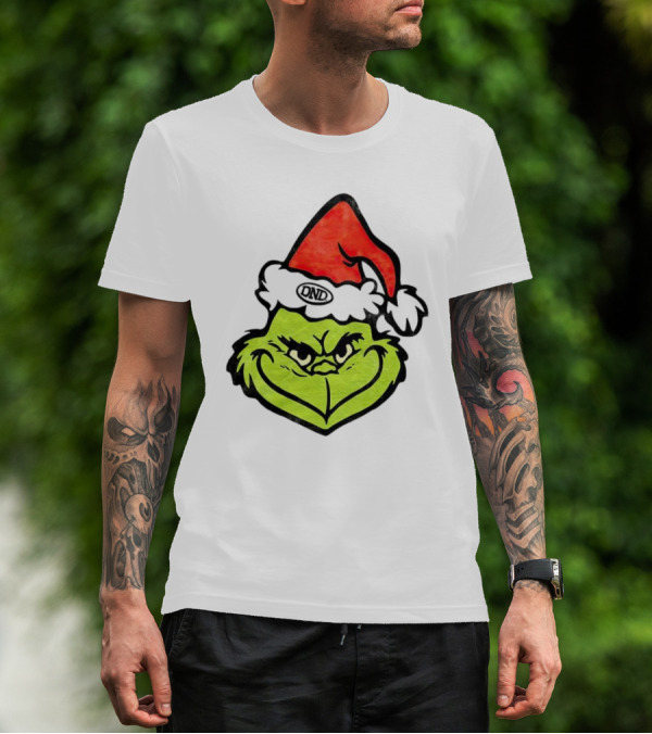 Grinch Christmas DND Santa Hat Image T-Shirt