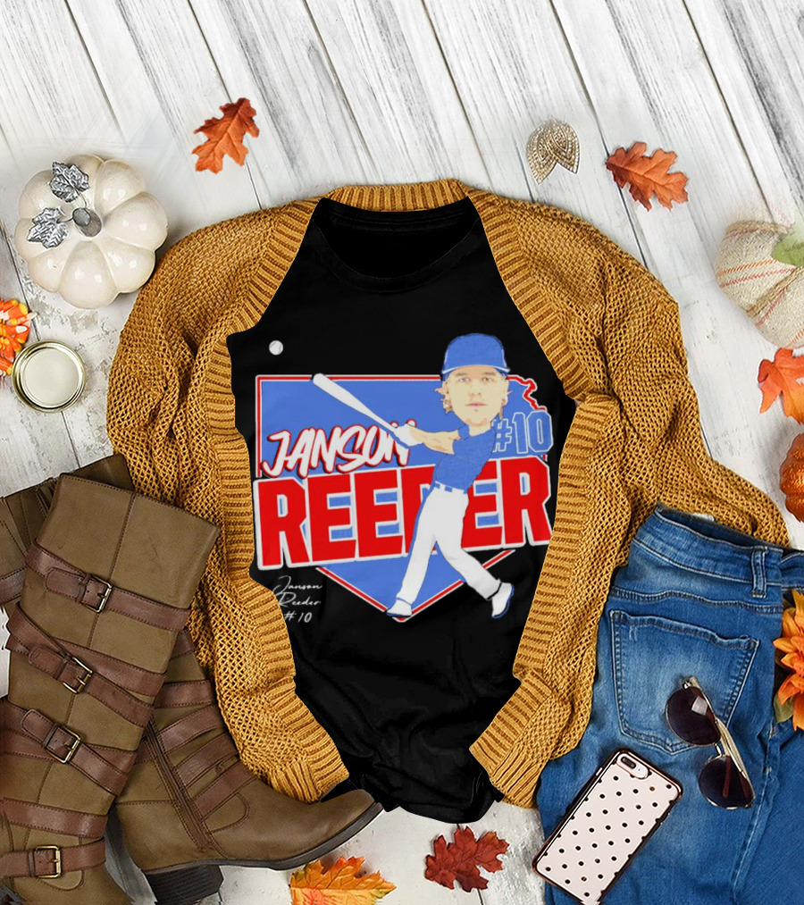 Janson Reeder #10 Baseball Cartoon Map Signature T-Shirt