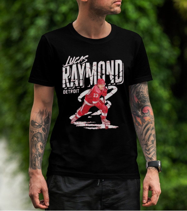 Lucas Raymond Detroit Hockey Player 23 Dynamic Action T-Shirt
