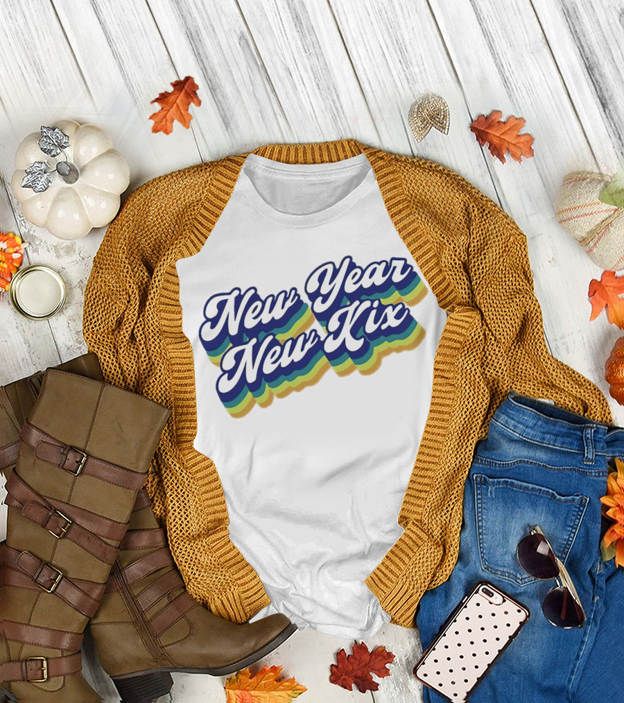 New Year New Kix Retro Colorful Script T-Shirt