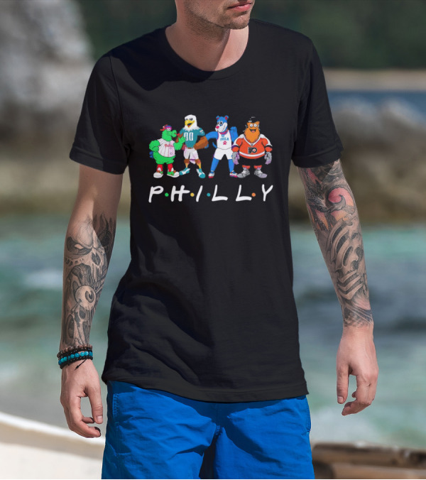 PHILLY Sports Mascots Phillies Eagles 76ers Flyers T-Shirt
