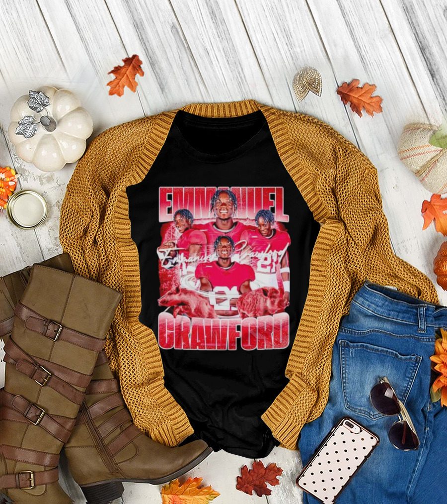 Emmanuel Crawford Arkansas Razorbacks Football Vintage Retro Collage T-Shirt