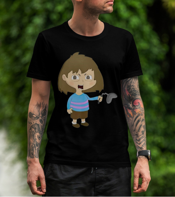 Lhugueny Sou Outfits Blue Striped Sweater Fun Cartoon Gaming Character T-Shirt