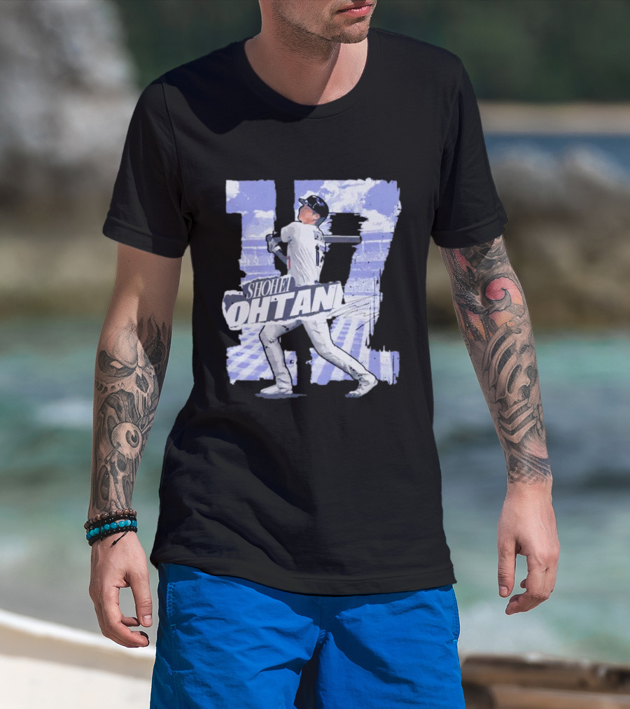 Shohei Ohtani Baseball Cartoon 17 Signature T-Shirt