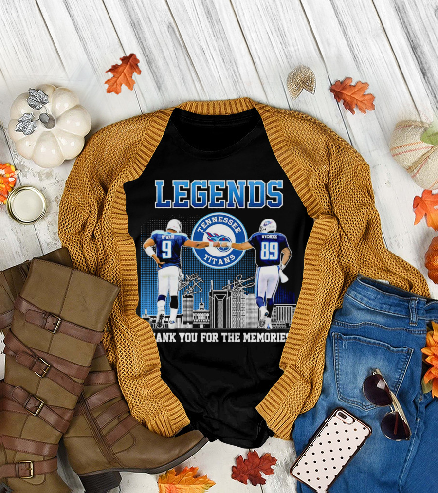LEGENDS Tennessee Titans McNair Wycheck Thank You for the Memories T-Shirt