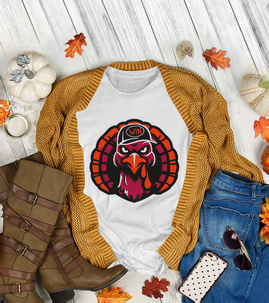 Turkey Wearing a Win Hat with Fierce Expression T-Shirt
