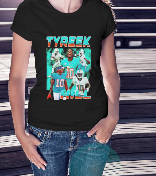 TYREEK HILL Picture Collage Miami Dolphins Football Images T-Shirt