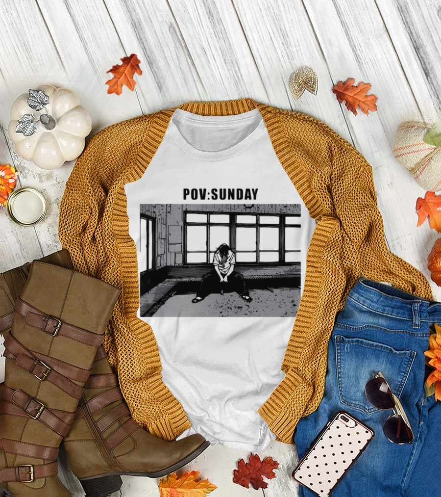 POV Sunday Manga Style Sit Alone Scene T-Shirt