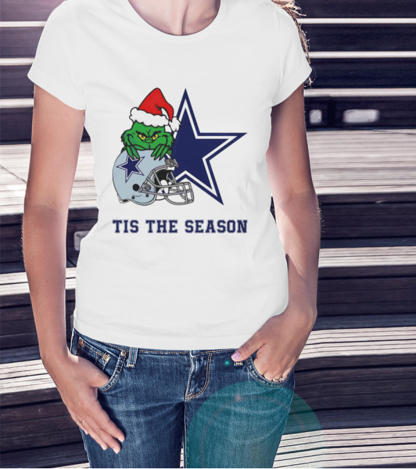 Santa Grinch Dallas Cowboys Tis The Season Christmas T-Shirt