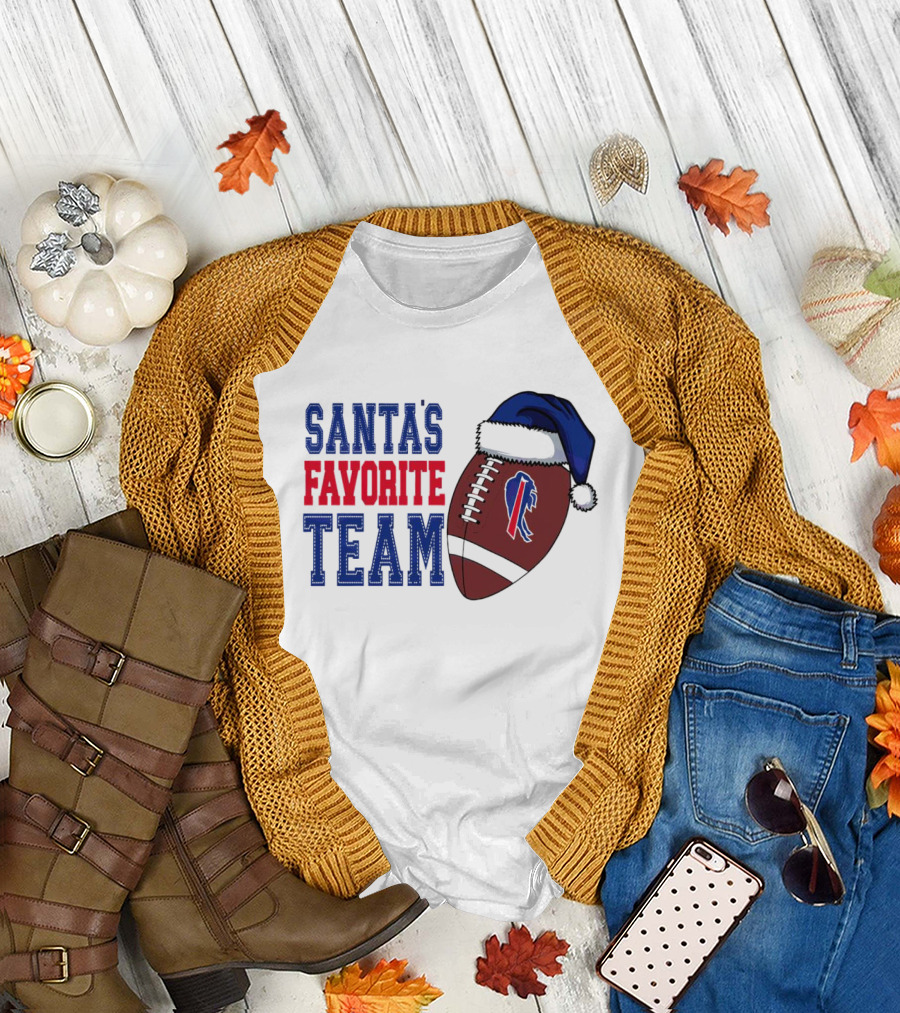 Santa's Favorite Team Buffalo Bills Christmas Football Holiday T-Shirt