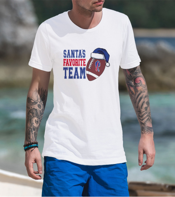 Santa's Favorite Team Buffalo Bills Christmas Football Holiday T-Shirt