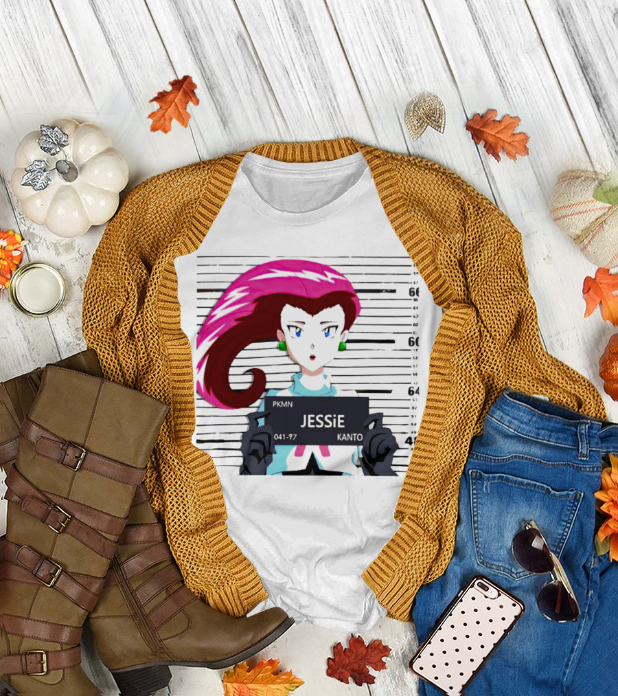 Jessie Mugshot Team Rocket Pokemon Anime T-Shirt