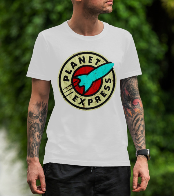 Retro Planet Express Rocket Emblem T-Shirt