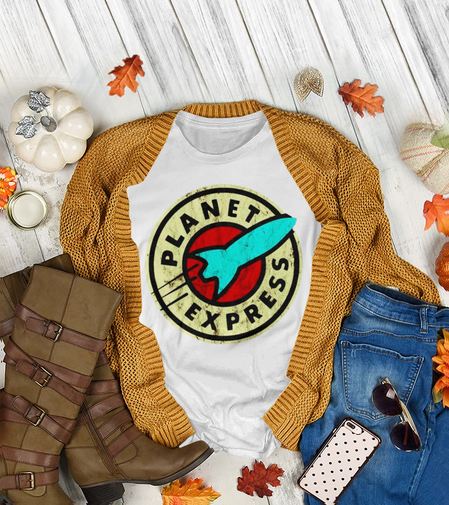 Retro Planet Express Rocket Emblem T-Shirt