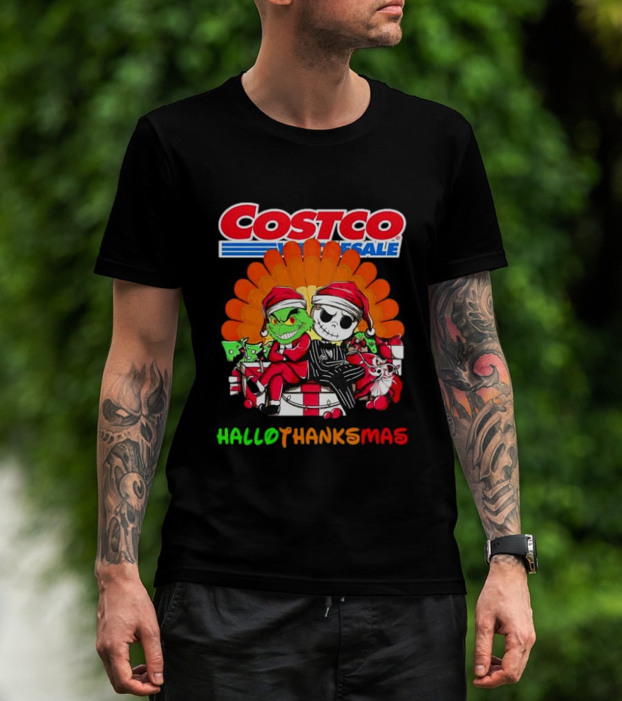 Costco Wholesale Grinch And Jack Skellington HalloThanksMas T-Shirt