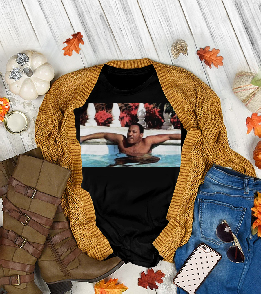 Martin Luther King Jr Relaxing in a Pool with Tropical Surroundings T-Shirt