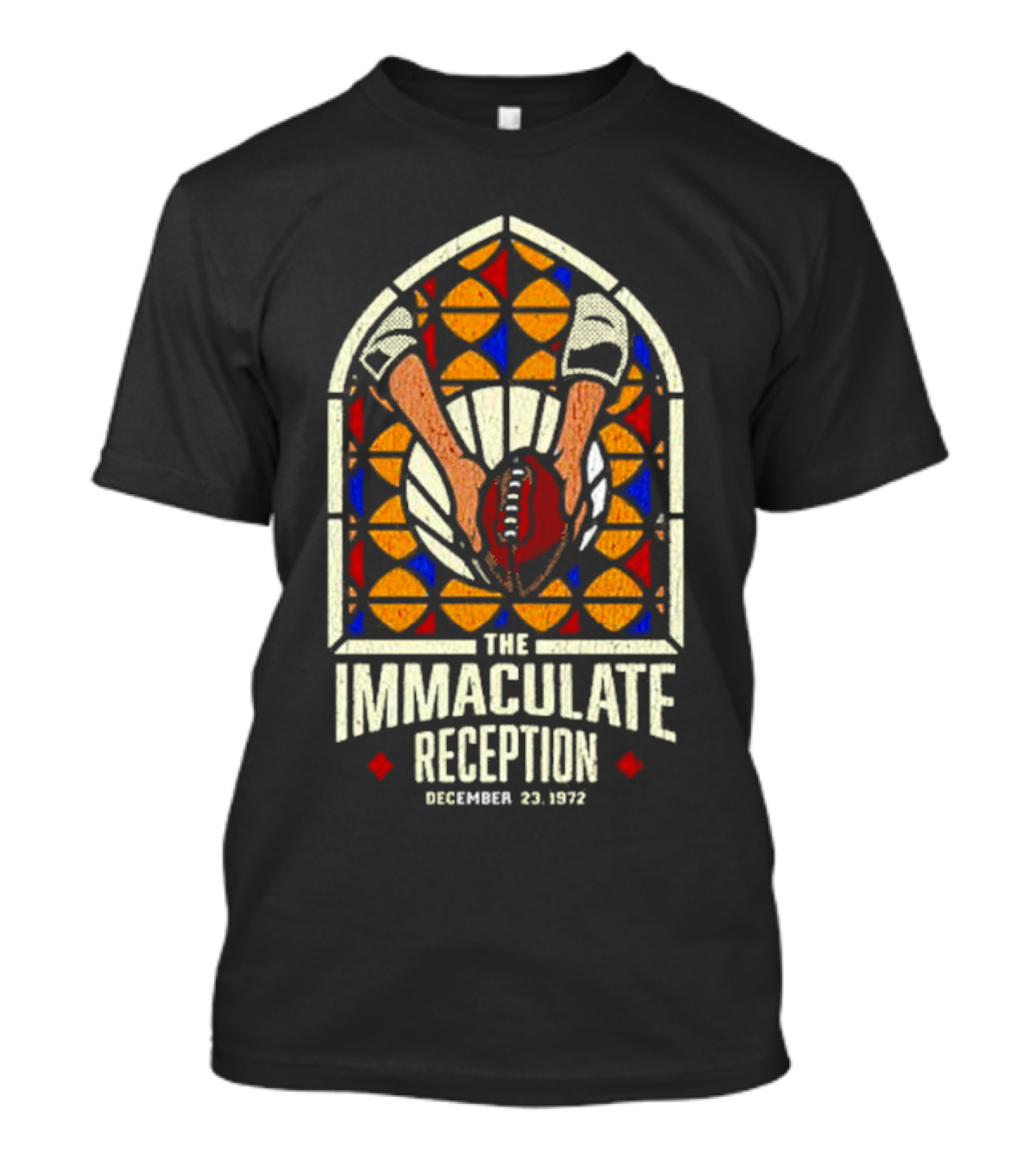 The Immaculate Reception December 23, 1972 Stained Glass Football Catch T-Shirt