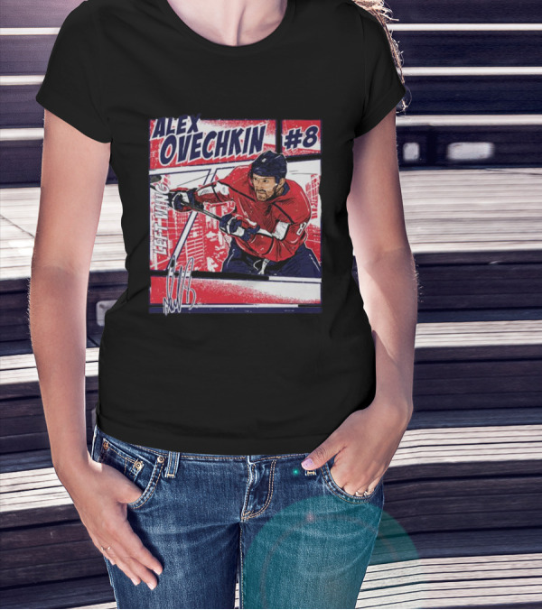 Alex Ovechkin #8 Washington Comic Left Wing Hockey T-Shirt