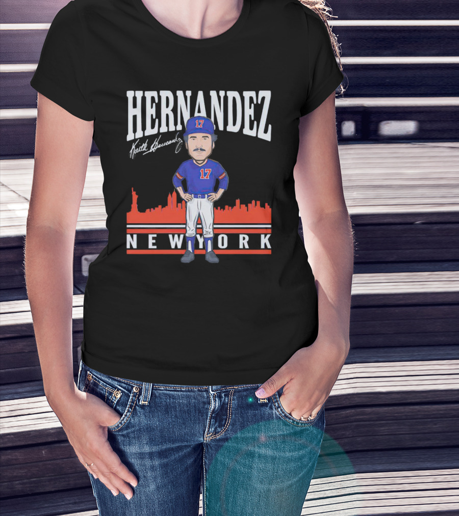 Hernandez Keith Hernandez Caricature New York 17 Signature T-Shirt