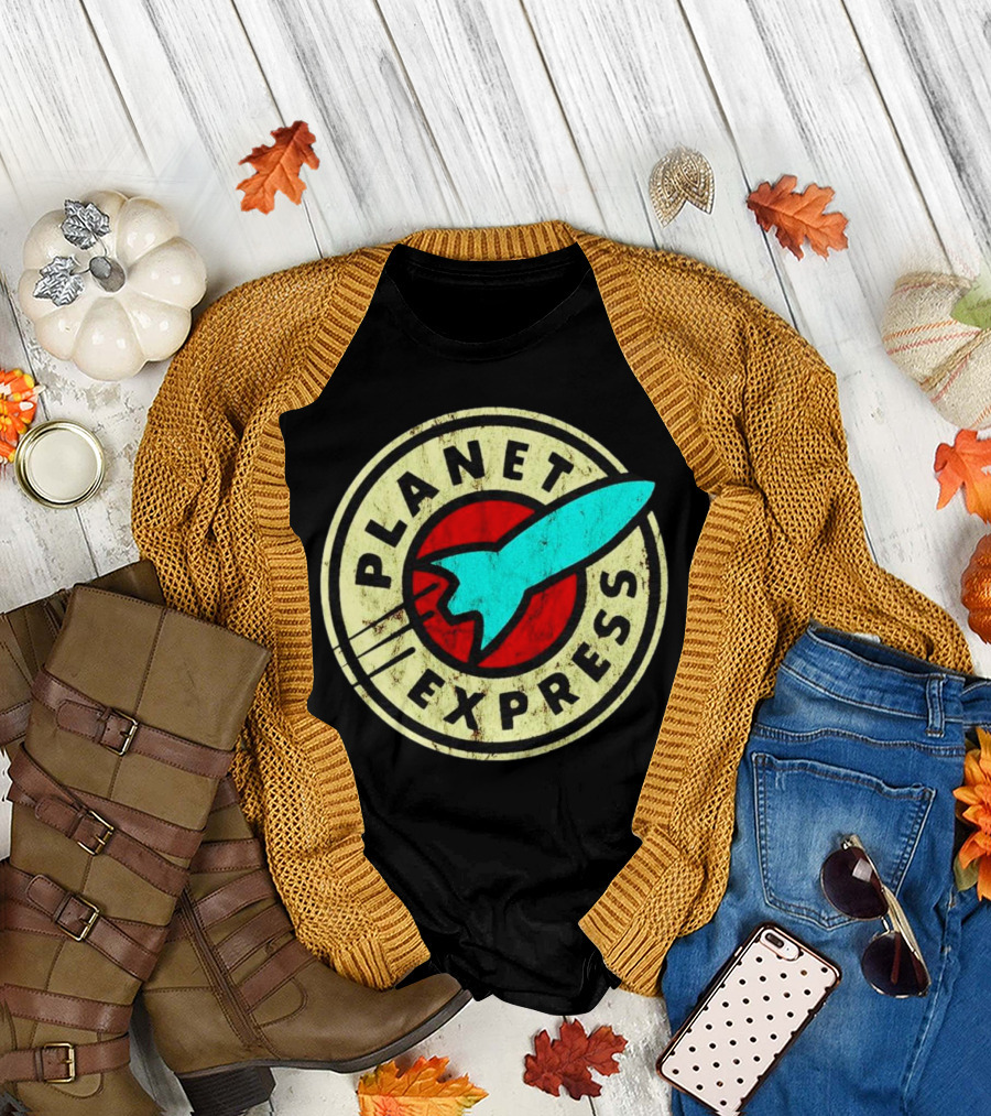 Futurama Retro Planet Express Vintage Rocket Emblem T-Shirt