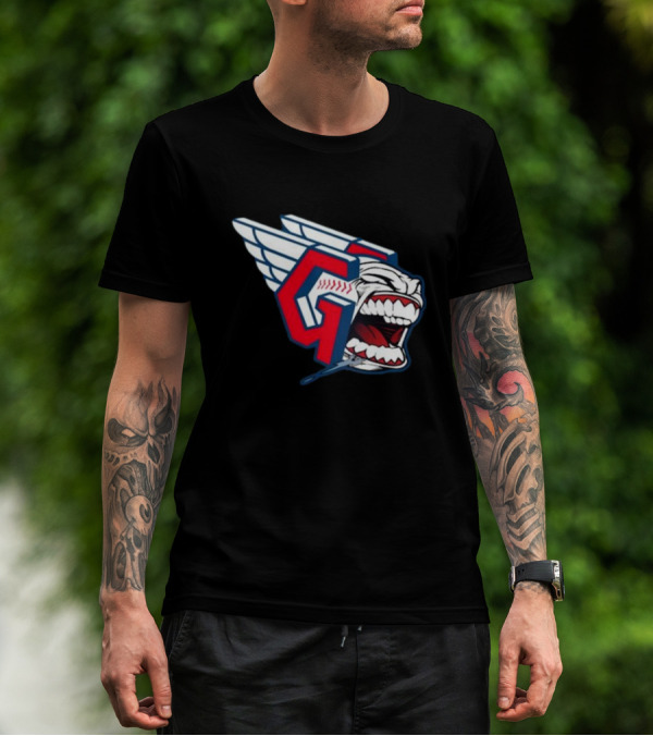 Cleveland Guardians Screaming G With Baseball Bat Wings T-Shirt