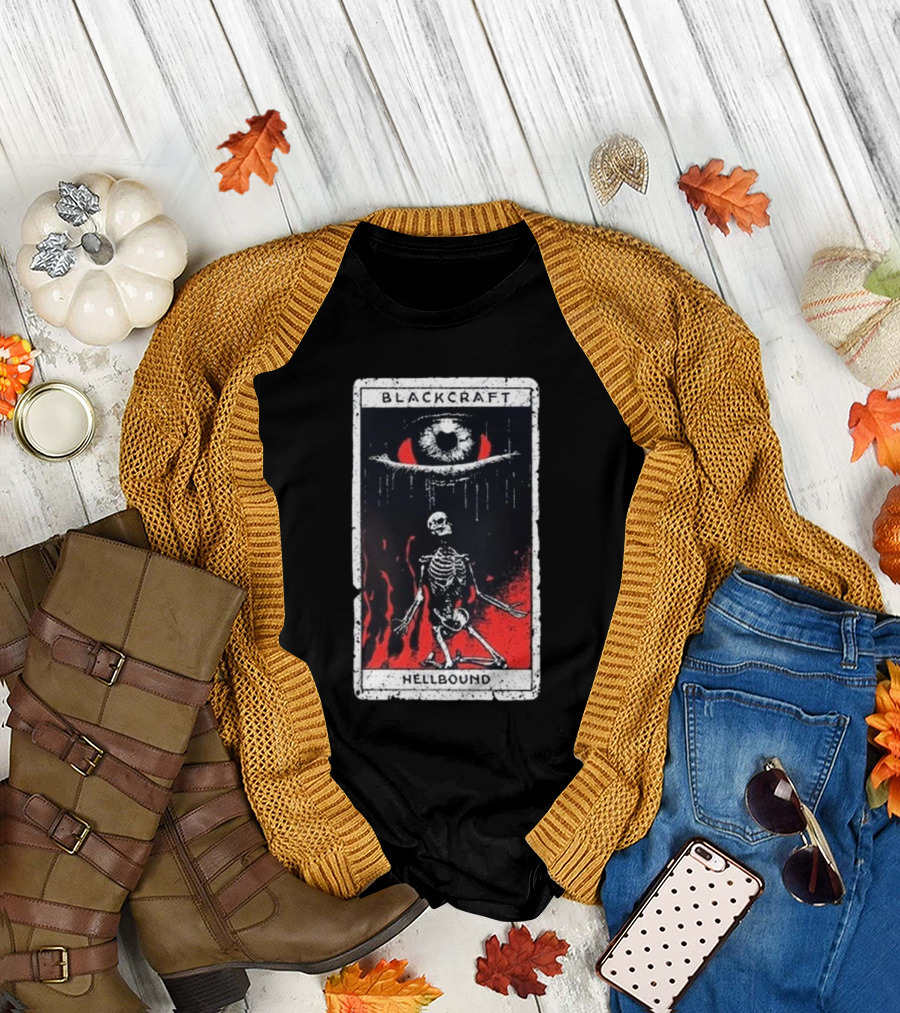 Blackcraft Cult Hellbound Tarot Skeleton Eye Flames T-Shirt