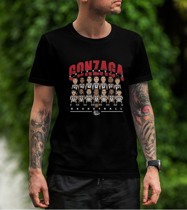 Gonzaga University Basketball Team Caricature With Bulldog T-Shirt