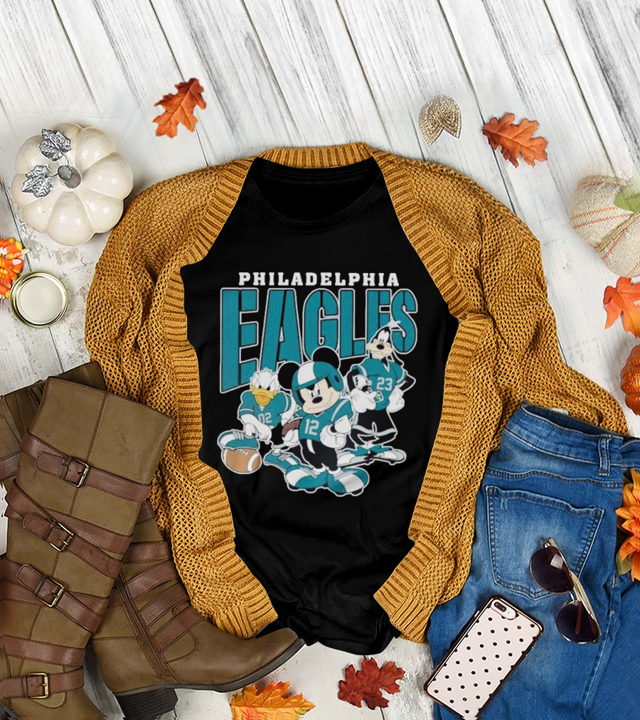 Philadelphia Eagles Mickey Donald Goofy Football Team T-Shirt