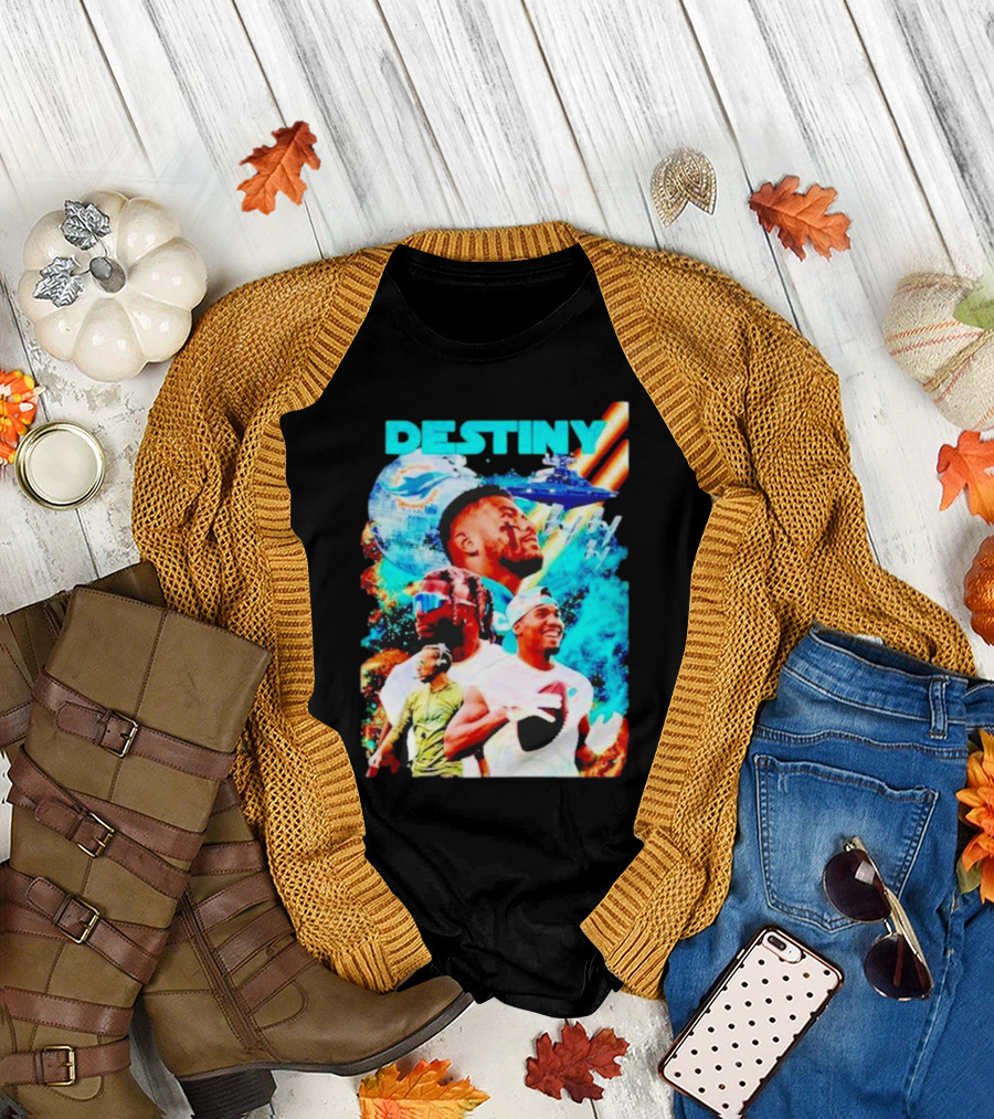 Destiny Miami Dolphins Football Players Intense Action and Team Pride T-Shirt
