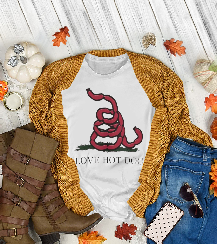 I Love Hot Dogs Spiral Sausage T-Shirt