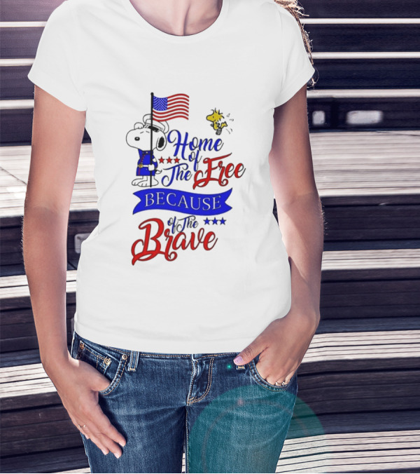 Snoopy Home Of The Free Because Of The Brave Independence Day T-Shirt