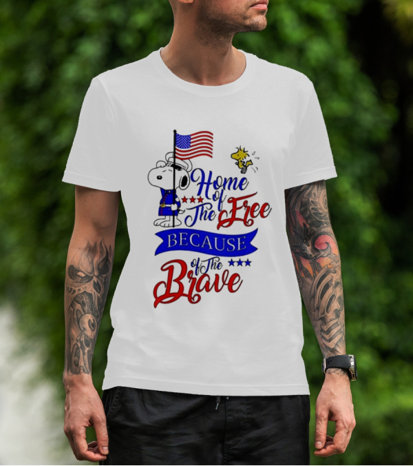 Snoopy Home Of The Free Because Of The Brave Independence Day T-Shirt