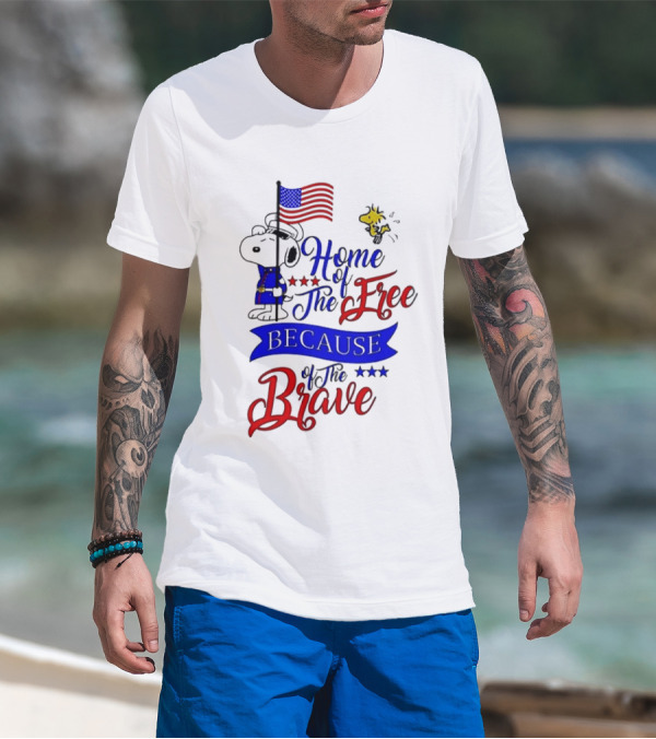 Snoopy Home Of The Free Because Of The Brave Independence Day T-Shirt