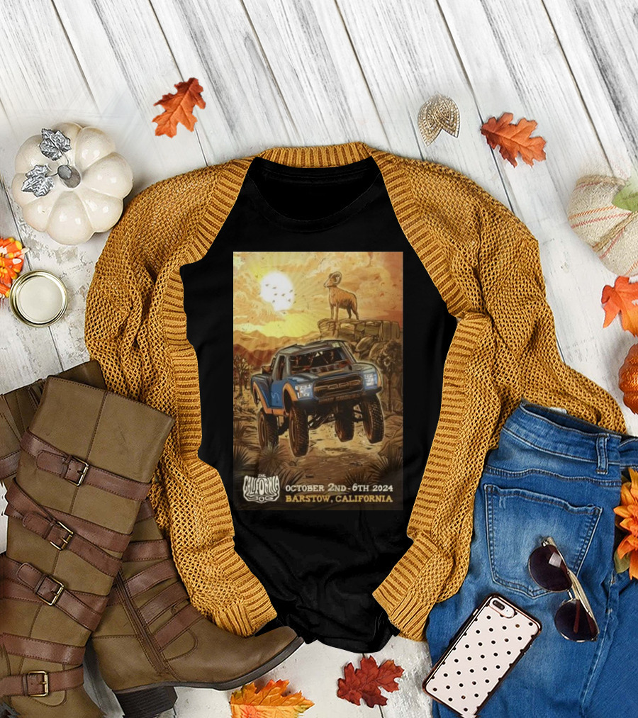 The California 300 October 2nd-6th 2024 Off-Road Racing Event Barstow California Desert Sunset with Ram and Truck T-Shirt