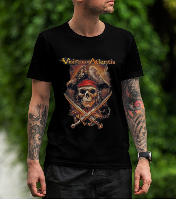 Visions Of Atlantis Skull Pirate With Crossed Swords And Hat T-Shirt