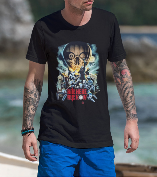 Papa Emeritus IV Rite Here Rite Now Limited Haunting Cinemas Worldwide Skeleton Skull Moon Bats T-Shirt