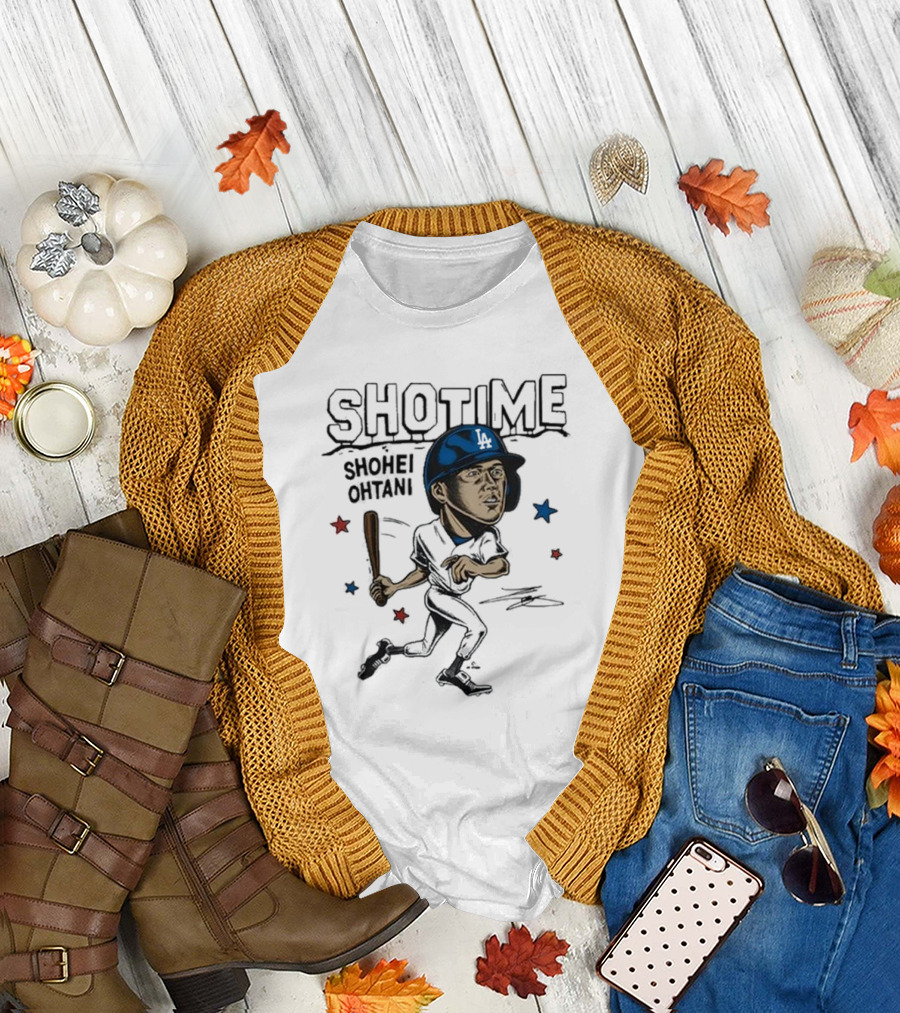 Shottime Shohei Ohtani LA Baseball Cartoon Stars T-Shirt