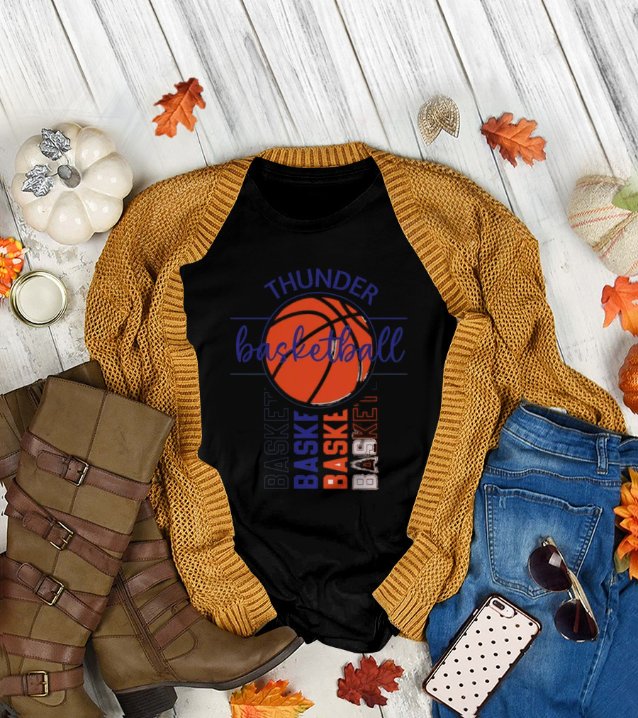 Thunder Basketball Basket Baskebasketbasket T-Shirt