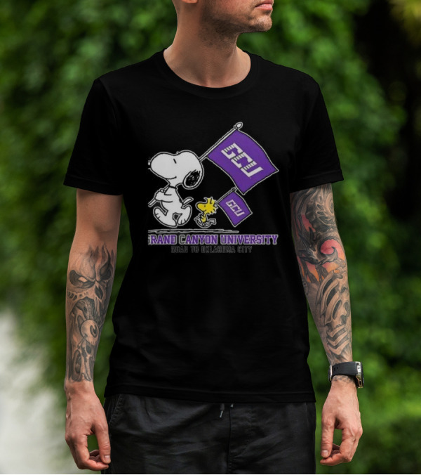 Snoopy GCU Road To Oklahoma City Grand Canyon University Peanuts Woodstock T-Shirt