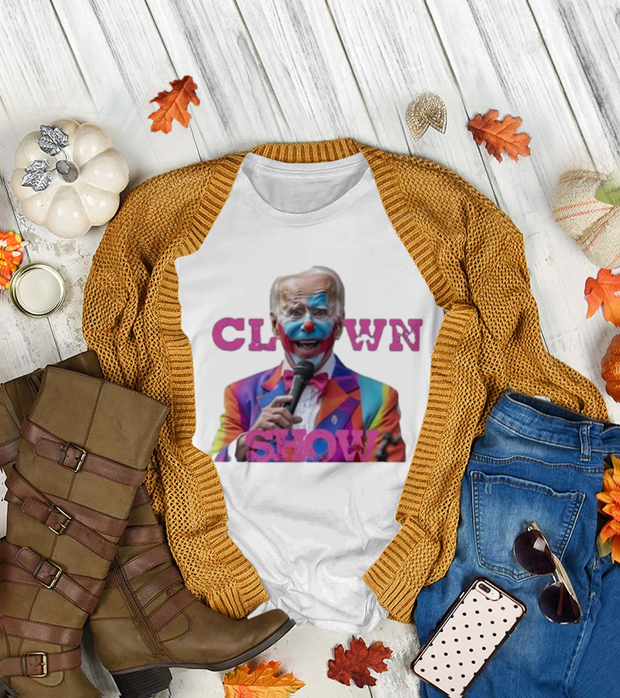 Clown Show Joe Biden 2024 Colorful Clown Suit with Microphone T-Shirt