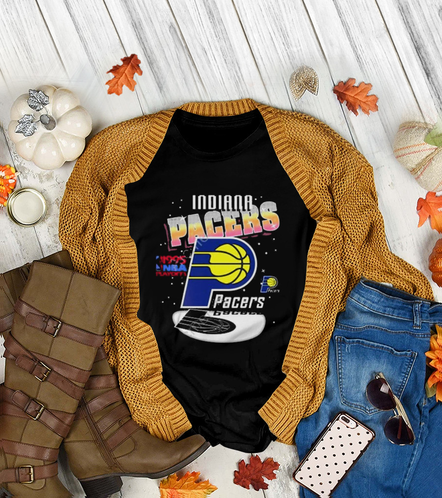 Indiana Pacers 1995 NBA Playoffs Retro Logo and Stars T-Shirt