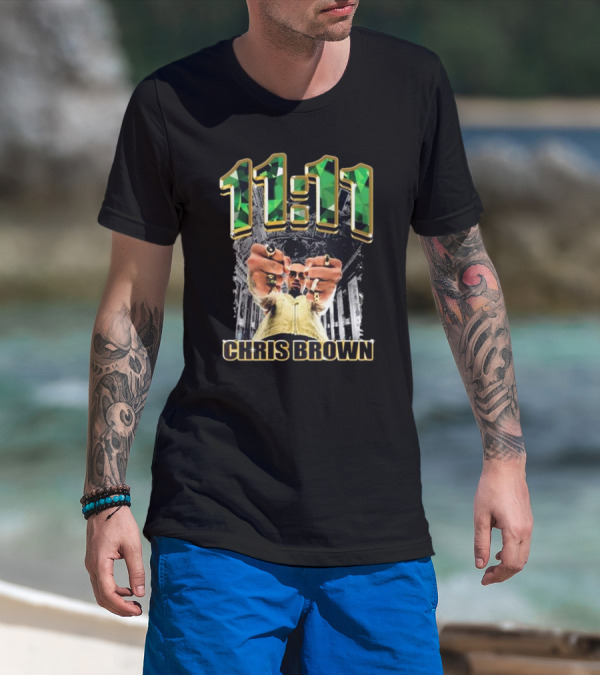 Chris Brown 11 11 Emerald Rings Black And White Architectural Background T-Shirt