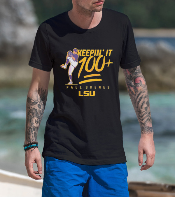 LSU Tigers Keepin' It 100+ Paul Skenes Baseball T-Shirt